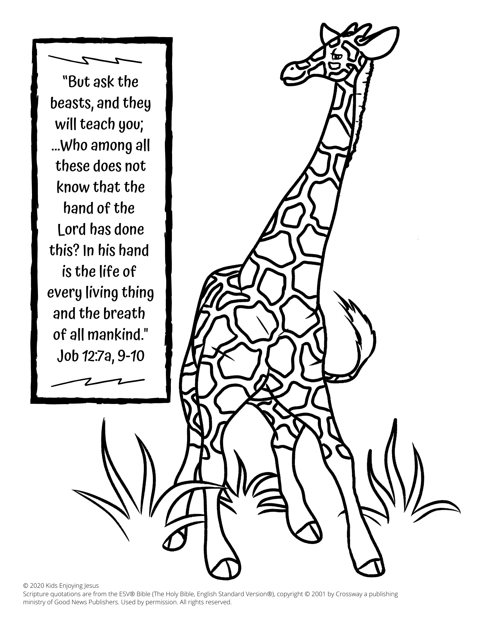 Download Giraffe Coloring Page Kids Enjoying Jesus