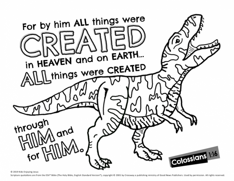 T-Rex Coloring Page - Kids Enjoying Jesus
