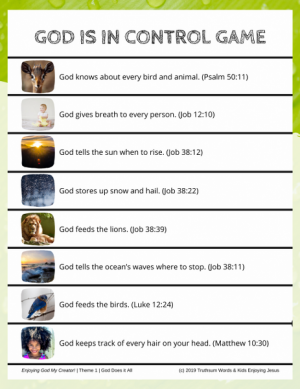 God is in Control! Activity for Kids - Kids Enjoying Jesus